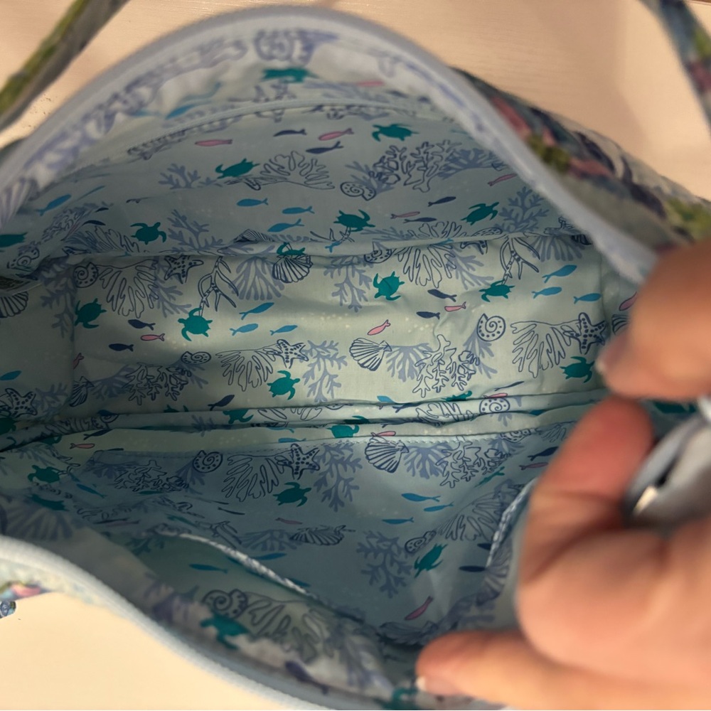 Vera Bradley Light Blue Quilted Shoulder Bag with Sea Turtle Print - Picture 3 of 16